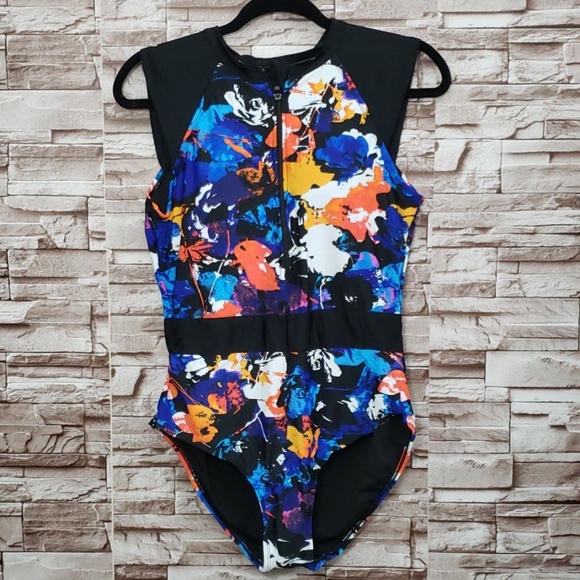 Ocean Wonder Zip Front Maillot One Piece Swimsuit - Picture 4 of 8